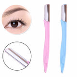 Portable Women Eyebrow Trimmer Shaving Razor Blades Stainless Steel Eyebrow Hair Scraper Pink/Blue