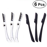 6PCS Folding Eyebrow Razor Portable Facial Hair Remover (Black and Transparent)